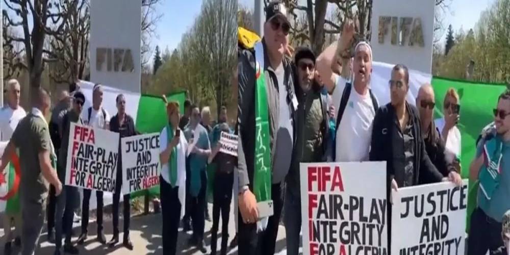 Mondial 2022: des Algériens manifestent devant le siège de la FIFA