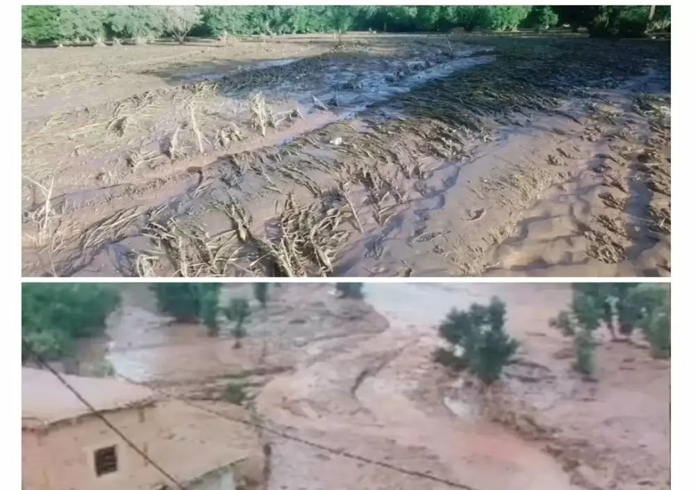 Inondations à Azilal : cultures ravagées, forte crue de l’oued Ourika près de Marrakech