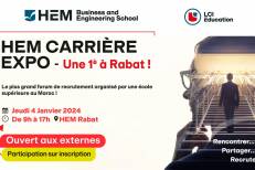 HEM Carrière Expo, le plus grand forum de recrutement organisé par une école supérieure au Maroc, vous donne RDV pour la 1ère fois à Rabat !