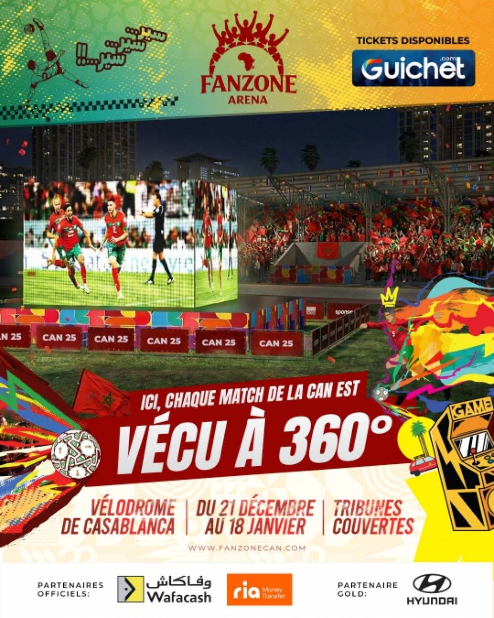 Vivez la CAN en immersion totale à la Fan Zone Arena du Vélodrome de Casablanca