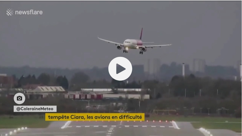 VIDEO. Des avions en grande difficulté face à la tempête Ciara au Royaume-Uni