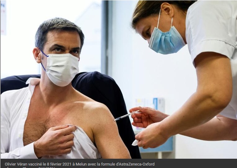 Le ministre de la Santé Olivier Véran a reçu une première injection de vaccin anti-Covid