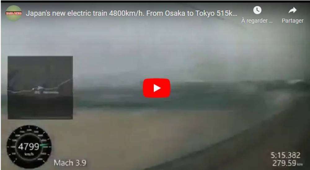 Un Train Japonais aurait roulé à la vitesse incroyable de 4.800 Km/Heure !: