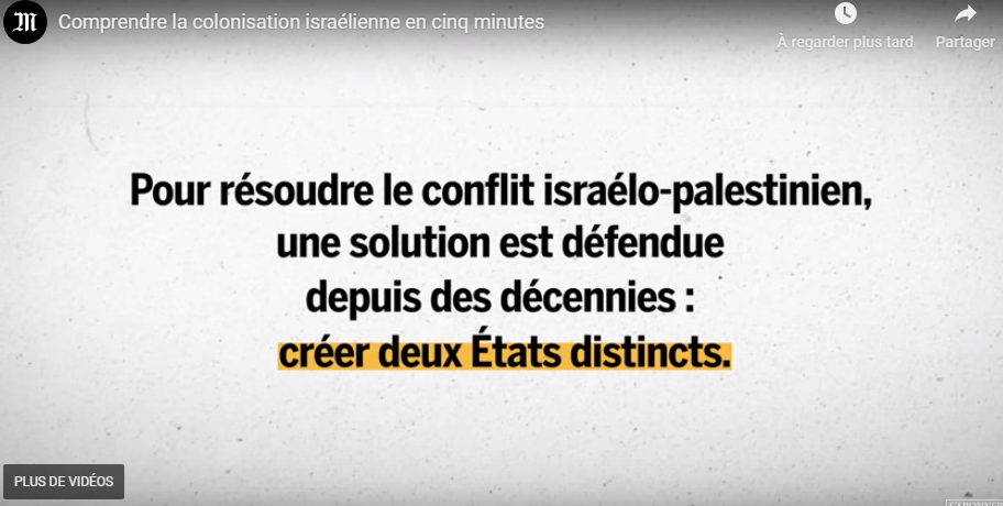 Vidéo.Comprendre la colonisation israélienne en cinq minutes