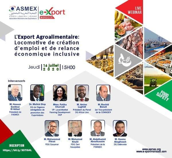 L’ASMEX: l’export agroalimentaire, locomotive de création d’emplois et de relance économique