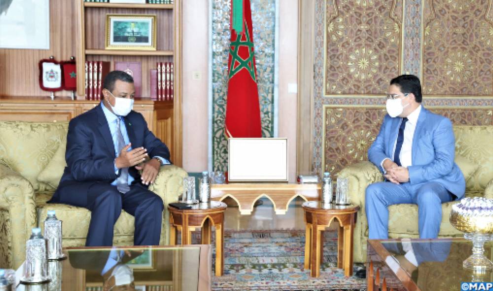 M.Bourita s’entretient avec le président du Bureau de la Commission des relations extérieures de l’Assemblée nationale mauritanienne
