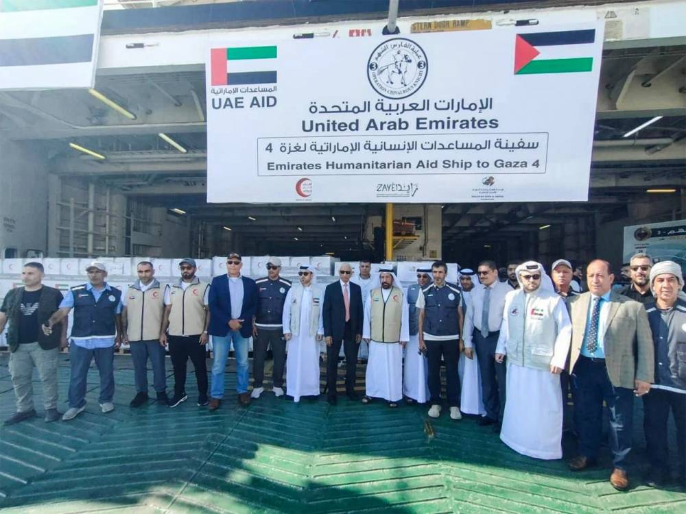 Arrivée au port d'Al-Arish du plus grand navire d'aide à Gaza en provenance des Émirats