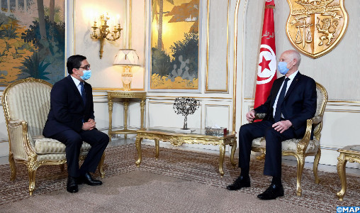 M. Bourita, porteur d’un message de SM le Roi, reçu à Tunis par le Président Kaïs Saïed