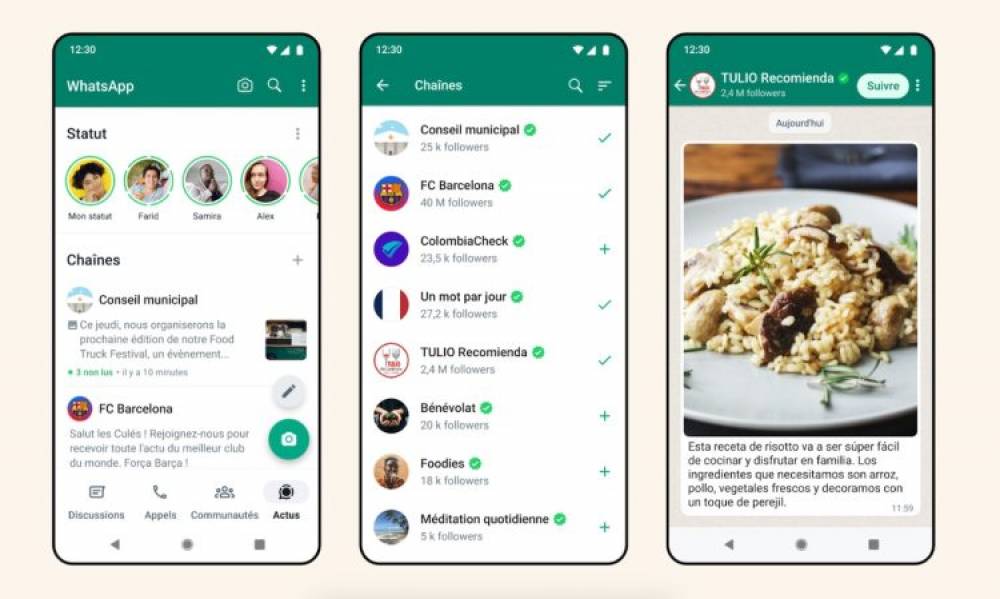 WhatsApp introduit les « Chaînes »