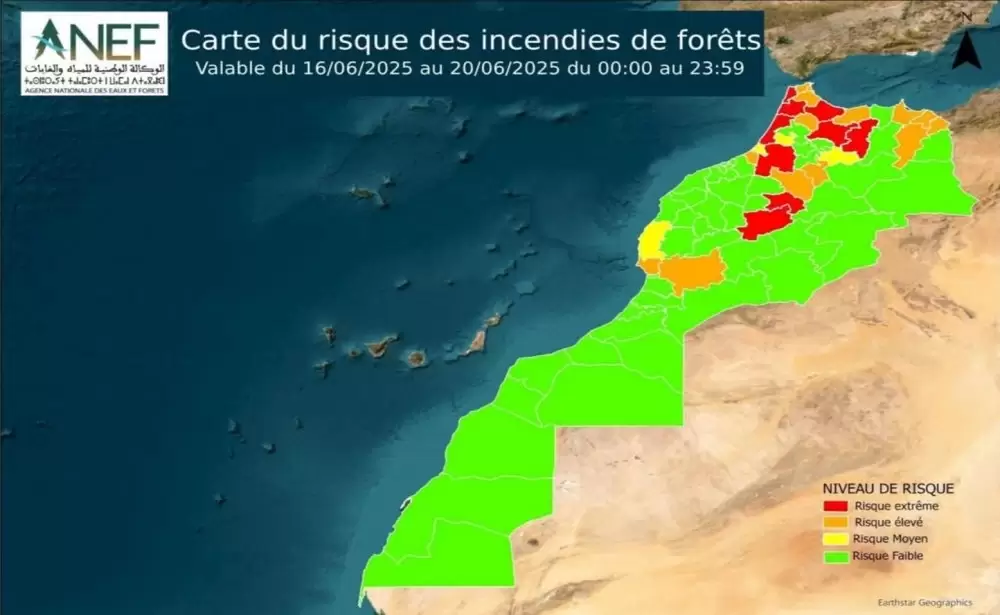 Feux de forêts : l’ANEF alerte sur un risque extrême dans plusieurs régions du Maroc