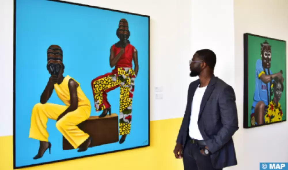 Vernissage à Casablanca de l'exposition "Héritages" de l'artiste congolais Djo Ilanga, une ode picturale à l'Afrique