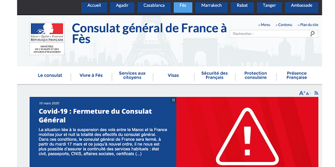 Covid-19: Le consulat général de France baisse le rideau