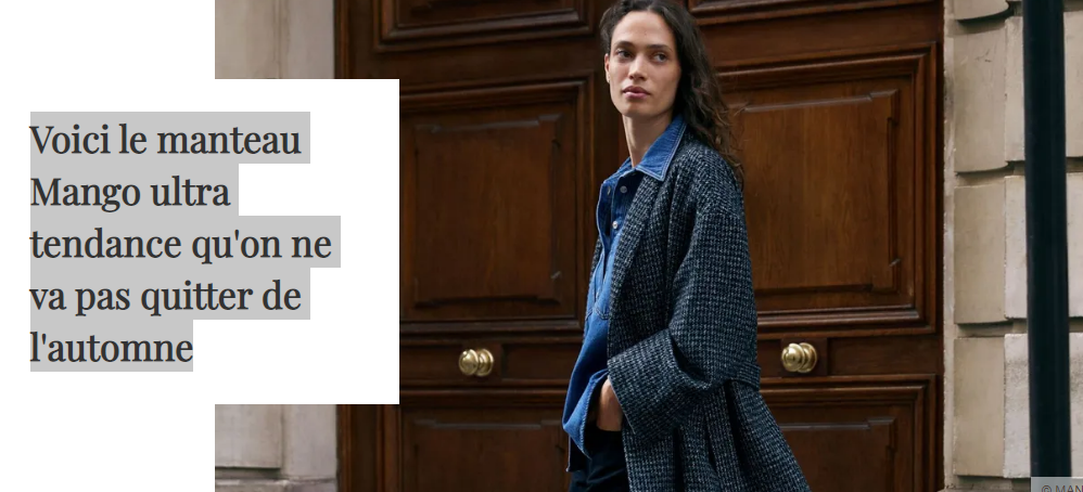 Voici le manteau Mango ultra tendance qu'on ne va pas quitter de l'automne