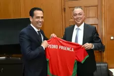 Fouzi Lekjaa reçoit le président de la Fédération portugaise de football, Pedro Proença